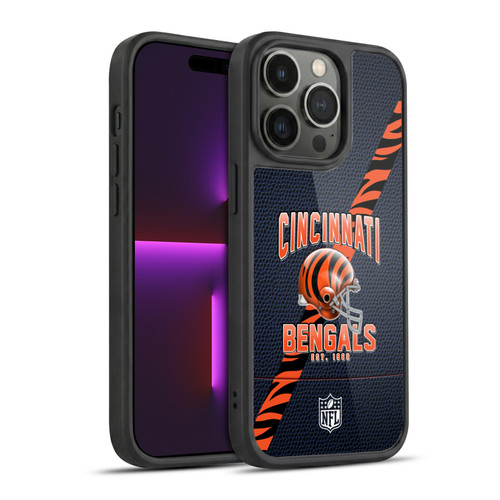 NFL Cincinnati Bengals Logo Art Football Stripes Gel Armour Case For Apple iPhone 14 Pro