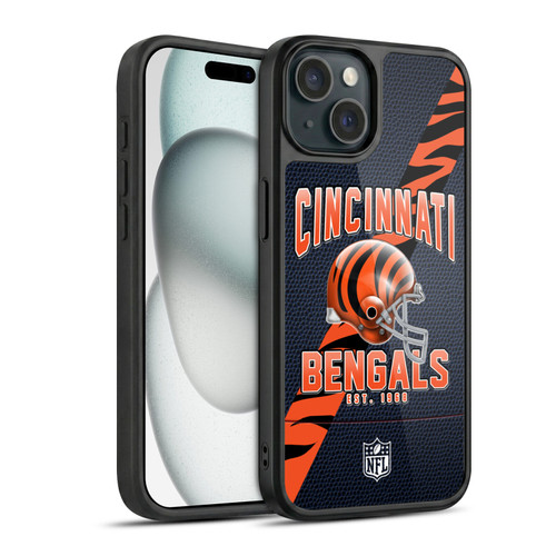 NFL Cincinnati Bengals Logo Art Football Stripes Gel Armour Case For Apple iPhone 15