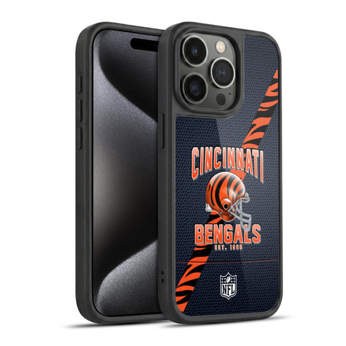 NFL Cincinnati Bengals Logo Art Football Stripes Gel Armour Case For Apple iPhone 15 Pro