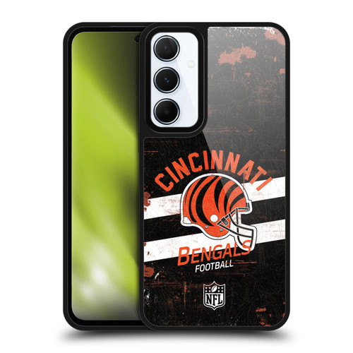 NFL Cincinnati Bengals Logo Art Helmet Distressed Gel Armour Case For Samsung Galaxy A55 5G