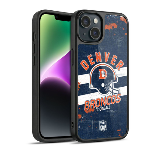 NFL Denver Broncos Logo Art Helmet Distressed Gel Armour Case For Apple iPhone 14
