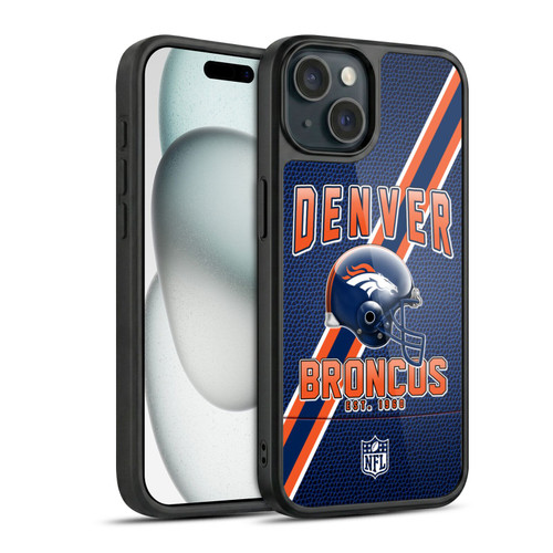 NFL Denver Broncos Logo Art Football Stripes Gel Armour Case For Apple iPhone 15