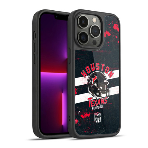 NFL Houston Texans Logo Art Helmet Distressed Gel Armour Case For Apple iPhone 13 Pro