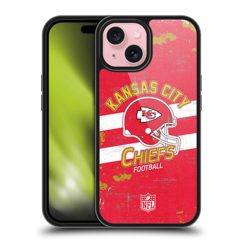 NFL Kansas City Chiefs Logo Art Helmet Distressed Gel Armour Case For Apple iPhone 15