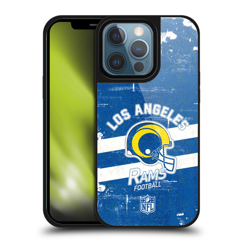 NFL Los Angeles Rams Logo Art Helmet Distressed Look 100th Gel Armour Case For Apple iPhone 13 Pro