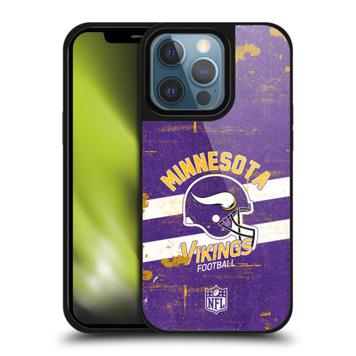 NFL Minnesota Vikings Logo Art Helmet Distressed Gel Armour Case For Apple iPhone 13 Pro