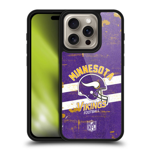 NFL Minnesota Vikings Logo Art Helmet Distressed Gel Armour Case For Apple iPhone 16 Pro