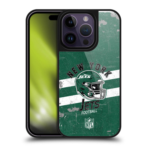 NFL New York Jets Logo Art Helmet Distressed Gel Armour Case For Apple iPhone 14 Pro