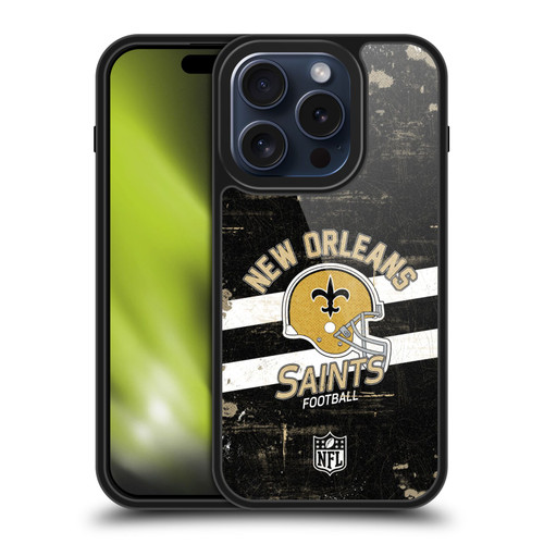 NFL New Orleans Saints Logo Art Helmet Distressed Gel Armour Case For Apple iPhone 15 Pro
