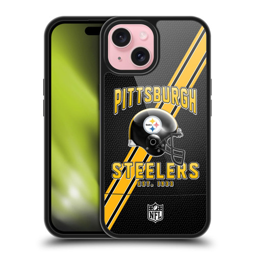 NFL Pittsburgh Steelers Logo Art Football Stripes Gel Armour Case For Apple iPhone 15
