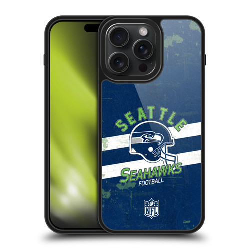 NFL Seattle Seahawks Logo Art Helmet Distressed Gel Armour Case For Apple iPhone 15 Pro Max