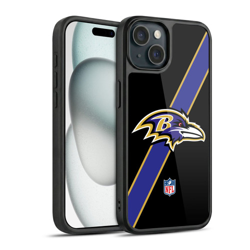 NFL Baltimore Ravens Logo Stripes Gel Armour Case For Apple iPhone 15