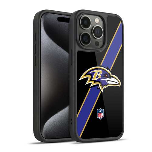NFL Baltimore Ravens Logo Stripes Gel Armour Case For Apple iPhone 15 Pro