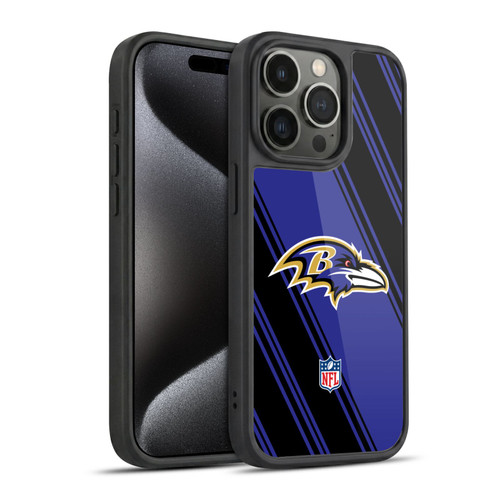 NFL Baltimore Ravens Artwork Stripes Gel Armour Case For Apple iPhone 15 Pro