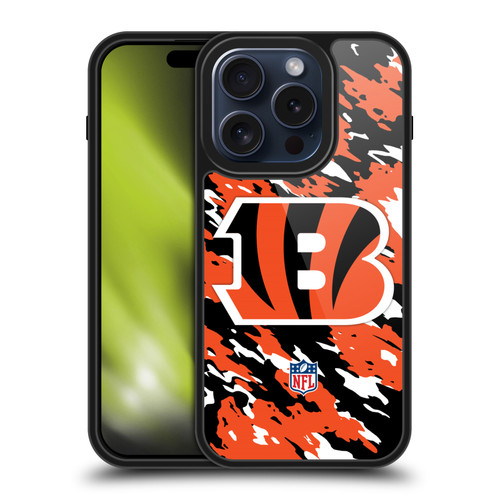 NFL Cincinnati Bengals Logo Camou Gel Armour Case For Apple iPhone 15 Pro