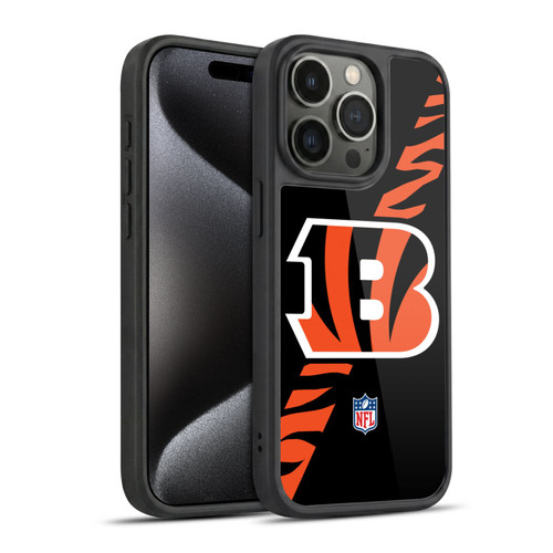 NFL Cincinnati Bengals Logo Stripes Gel Armour Case For Apple iPhone 15 Pro