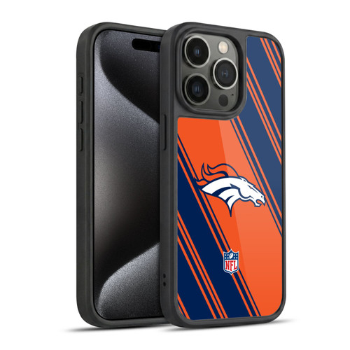 NFL Denver Broncos Artwork Stripes Gel Armour Case For Apple iPhone 15 Pro