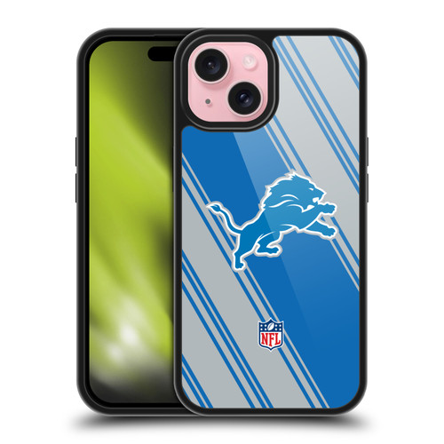 NFL Detroit Lions Artwork Stripes Gel Armour Case For Apple iPhone 15