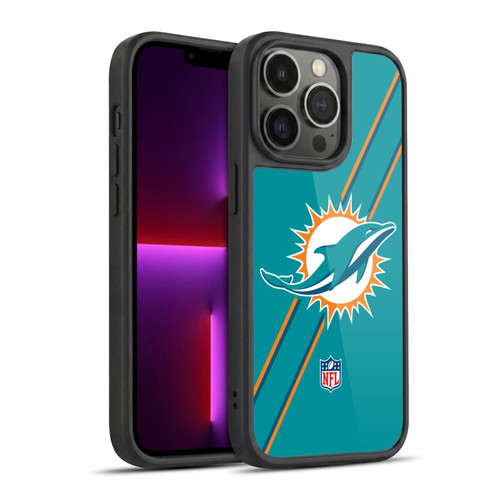 NFL Miami Dolphins Logo Stripes Gel Armour Case For Apple iPhone 13 Pro