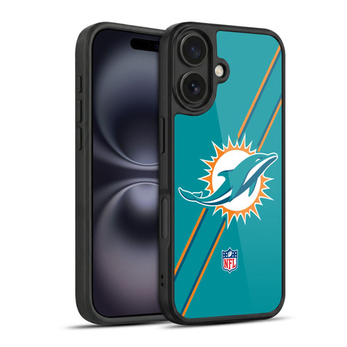 NFL Miami Dolphins Logo Stripes Gel Armour Case For Apple iPhone 16