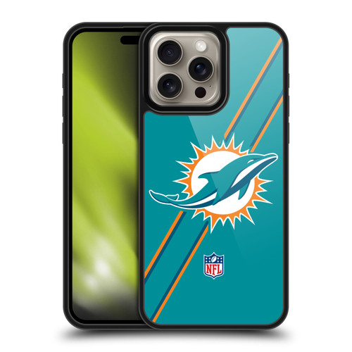 NFL Miami Dolphins Logo Stripes Gel Armour Case For Apple iPhone 16 Pro Max