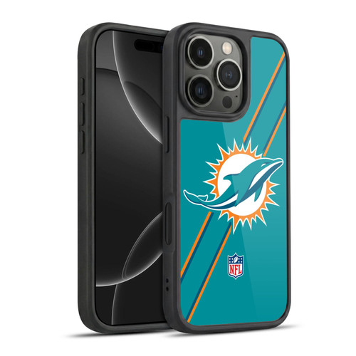 NFL Miami Dolphins Logo Stripes Gel Armour Case For Apple iPhone 16 Pro