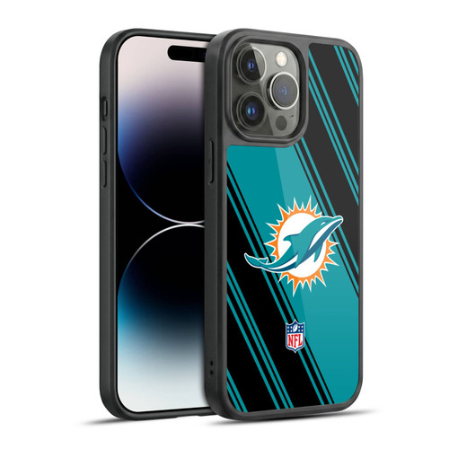 NFL Miami Dolphins Artwork Stripes Gel Armour Case For Apple iPhone 14 Pro Max