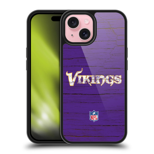 NFL Minnesota Vikings Logo Distressed Look Gel Armour Case For Apple iPhone 15
