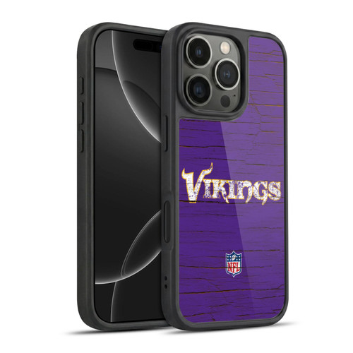 NFL Minnesota Vikings Logo Distressed Look Gel Armour Case For Apple iPhone 16 Pro