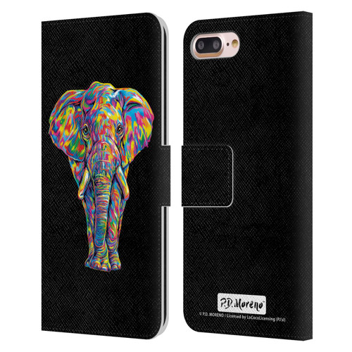 P.D. Moreno Animals Elephant Leather Book Wallet Case Cover For Apple iPhone 7 Plus / iPhone 8 Plus