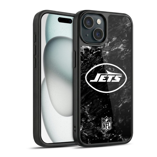 NFL New York Jets Artwork Marble Gel Armour Case For Apple iPhone 15