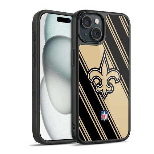 NFL New Orleans Saints Artwork Stripes Gel Armour Case For Apple iPhone 15