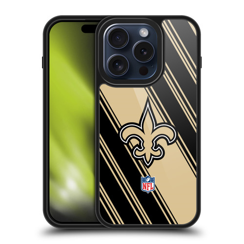 NFL New Orleans Saints Artwork Stripes Gel Armour Case For Apple iPhone 15 Pro