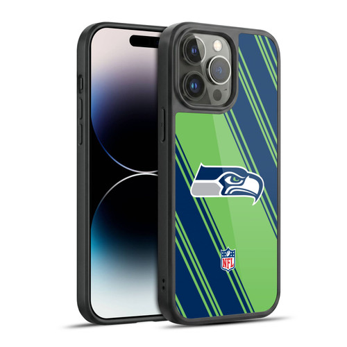 NFL Seattle Seahawks Artwork Stripes Gel Armour Case For Apple iPhone 14 Pro Max