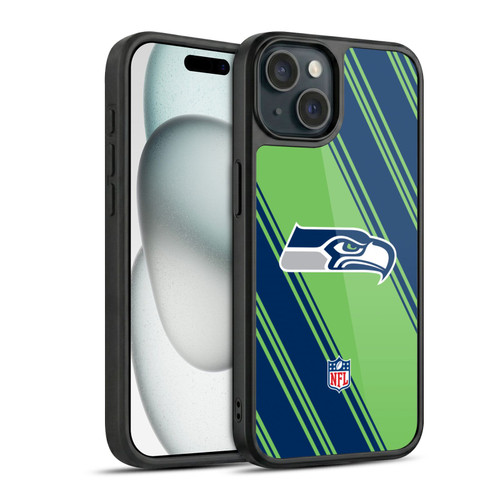 NFL Seattle Seahawks Artwork Stripes Gel Armour Case For Apple iPhone 15