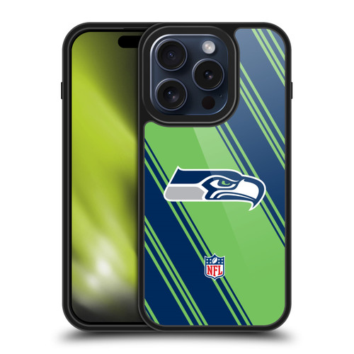 NFL Seattle Seahawks Artwork Stripes Gel Armour Case For Apple iPhone 15 Pro