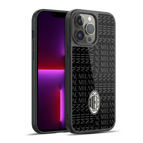 AC Milan Crest Patterns Black And Grey Gel Armour Case For Apple iPhone 13 Pro Max
