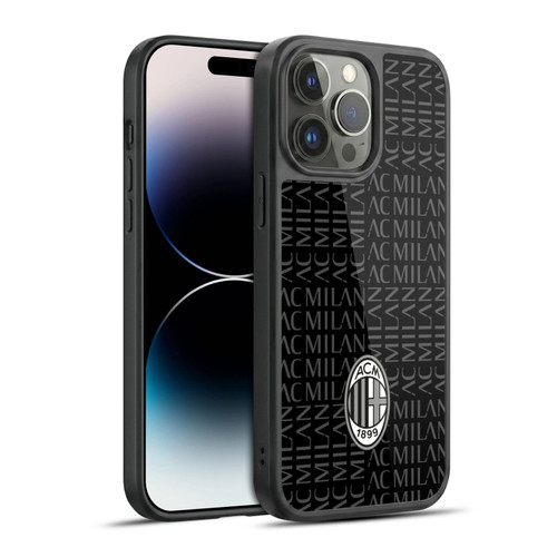 AC Milan Crest Patterns Black And Grey Gel Armour Case For Apple iPhone 14 Pro Max