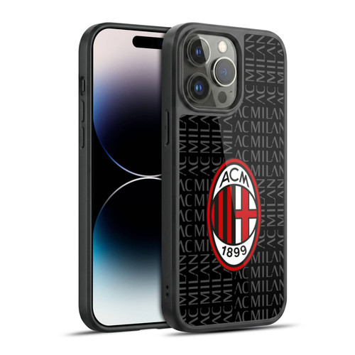 AC Milan Crest Patterns Red And Grey Gel Armour Case For Apple iPhone 14 Pro Max