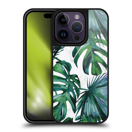 Nature Magick Tropical Palm Leaves On Marble Green Tropics Gel Armour Case For Apple iPhone 14 Pro