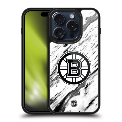 NHL Boston Bruins Marble Gel Armour Case For Apple iPhone 15 Pro