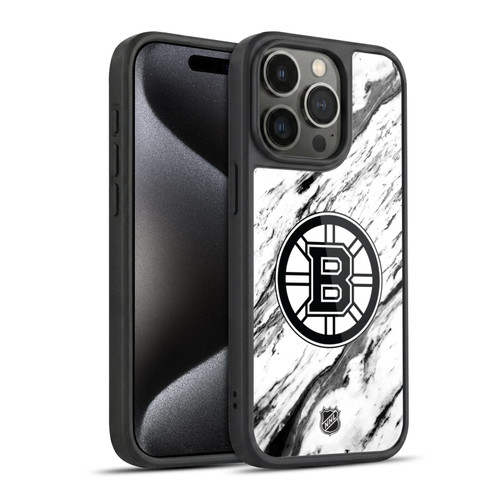 NHL Boston Bruins Marble Gel Armour Case For Apple iPhone 15 Pro