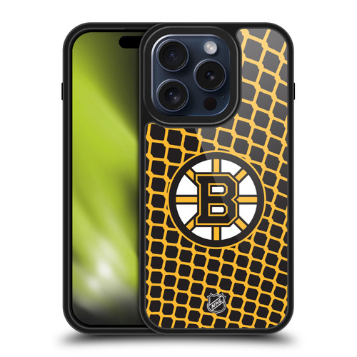 NHL Boston Bruins Net Pattern Gel Armour Case For Apple iPhone 15 Pro