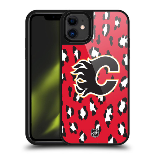 NHL Calgary Flames Leopard Pattern Gel Armour Case For Apple iPhone 11