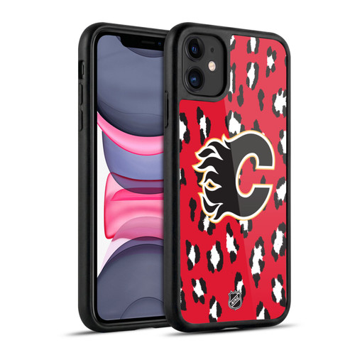 NHL Calgary Flames Leopard Pattern Gel Armour Case For Apple iPhone 11