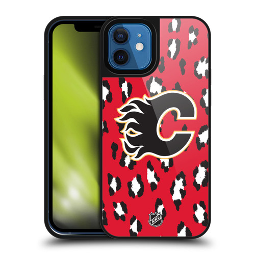 NHL Calgary Flames Leopard Pattern Gel Armour Case For Apple iPhone 12 / iPhone 12 Pro