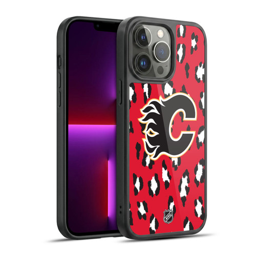 NHL Calgary Flames Leopard Pattern Gel Armour Case For Apple iPhone 13 Pro Max