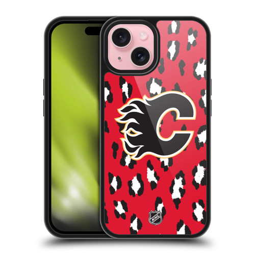 NHL Calgary Flames Leopard Pattern Gel Armour Case For Apple iPhone 15