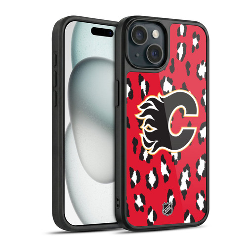 NHL Calgary Flames Leopard Pattern Gel Armour Case For Apple iPhone 15