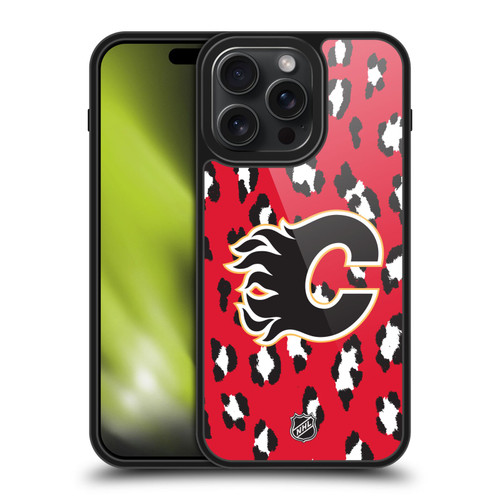 NHL Calgary Flames Leopard Pattern Gel Armour Case For Apple iPhone 15 Pro Max